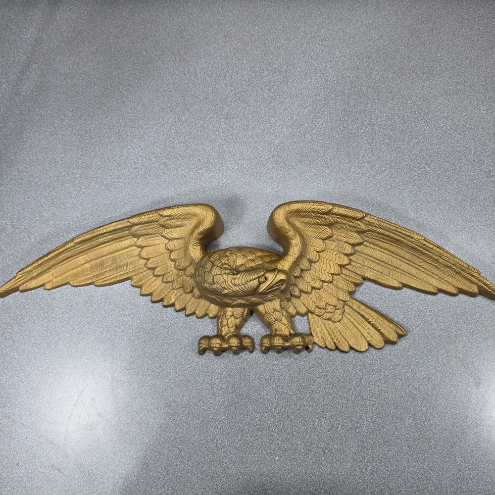 Vintage Style Eagle Wall Plaque Home Decor Gold 24.5" Excellent Americana Decor